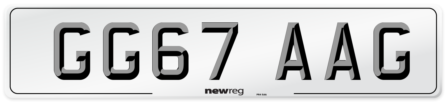 GG67 AAG Number Plate from New Reg